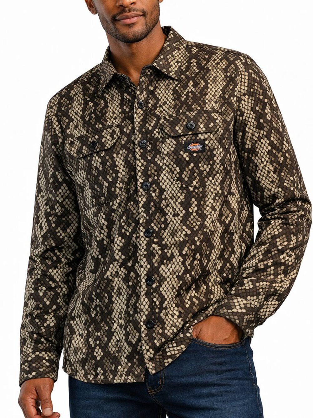 Dickies Men's Snake Print Button Up Work Shirt - Size Small - NWT